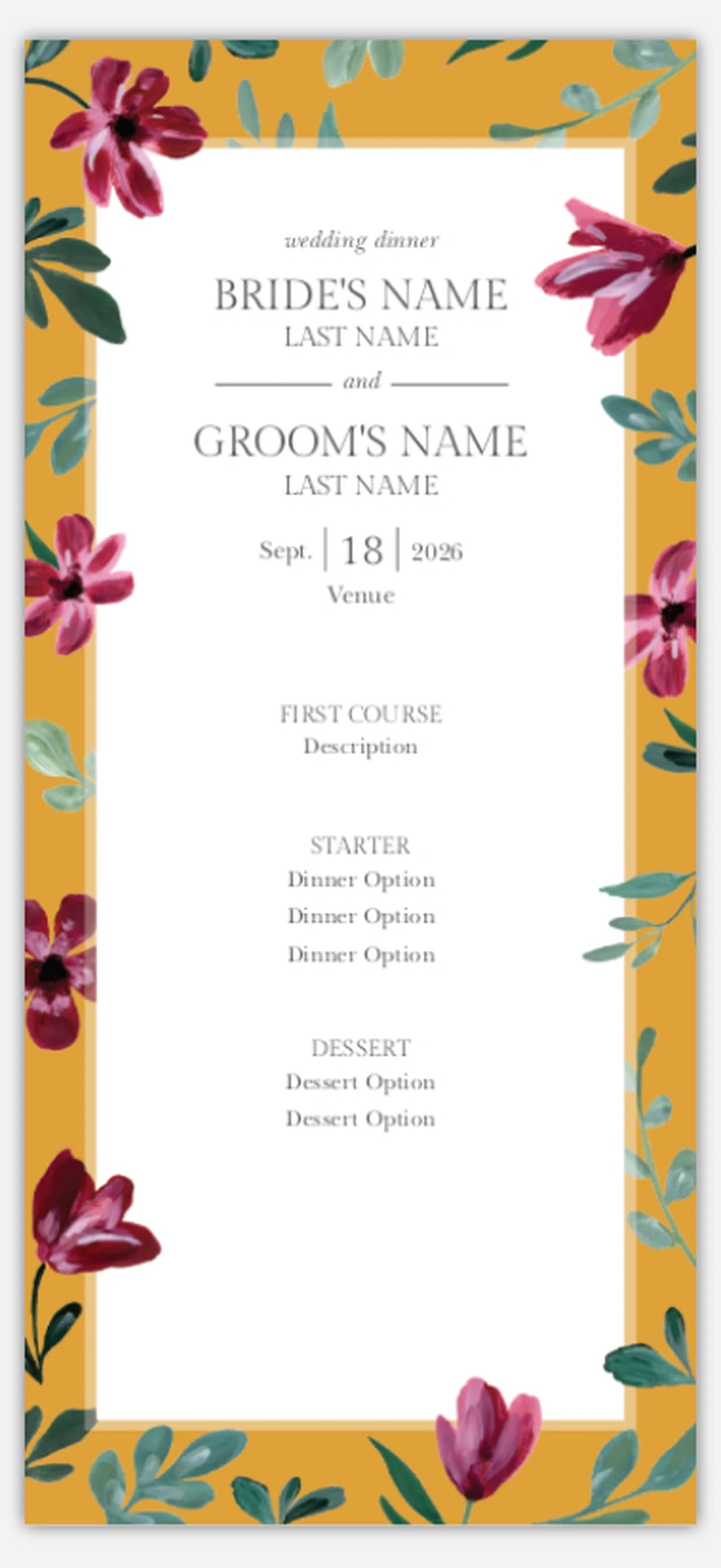 Wedding Menu Card - Image 1