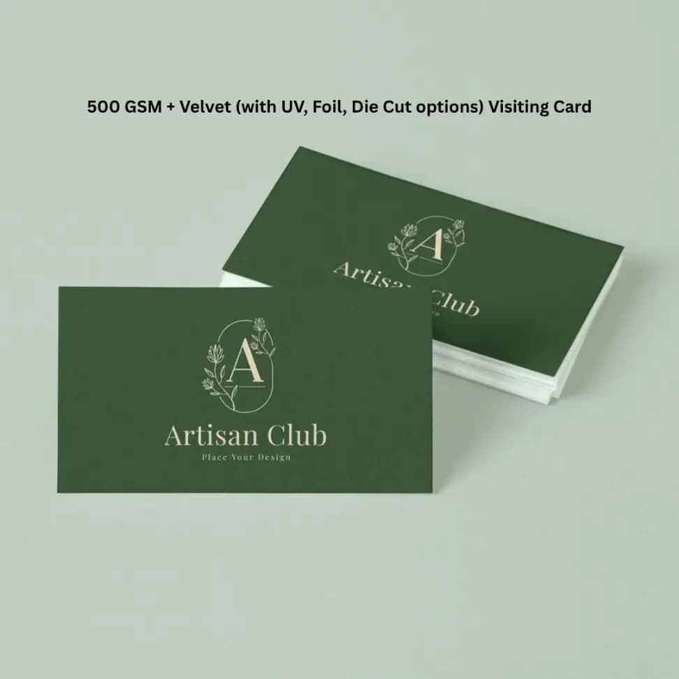 500 GSM + Velvet (with UV, Foil, Die Cut options) Visiting Card - Image 3